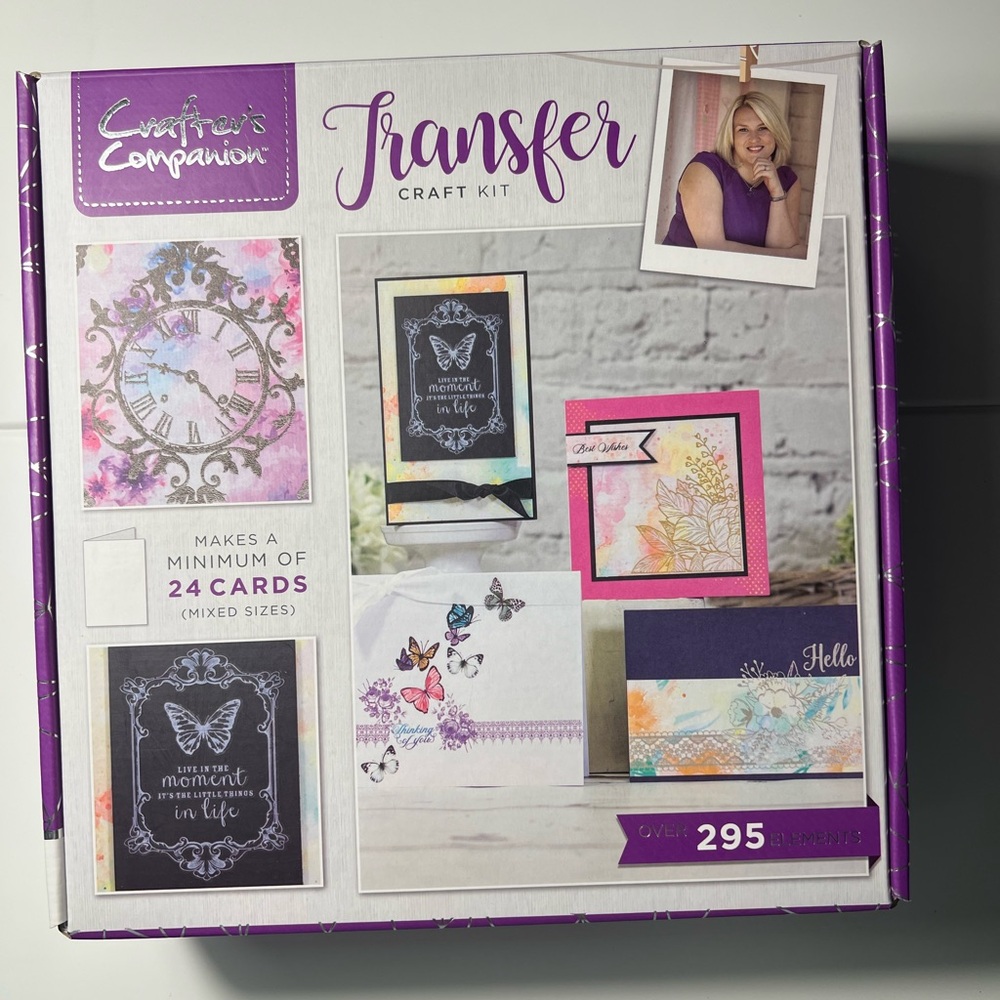 Crafter’s Companion Transfer Craft Kit # 11.
Makes minimum of 24 mix size cards.